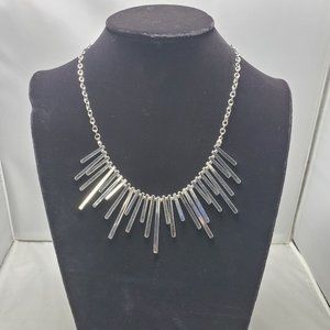 Romolo  silver rhodium fringe collar necklace